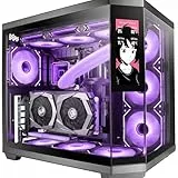 Mars Gaming MC-3TCORELCD ATX Gaming-Gehäuse, anpassbarer 7,2' IPS-Bildschirm, dreifaches herausnehmbares gehärtetes Glas, Doppelkammerstruktur, Unterstützung für Flüssigkeitskühlung bis 360mm, Schwarz