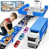 EUCOCO Kinderspielzeug ab 2 3 4 5 6 Jahre, Auto Transporter Geschenk Junge 2-6 Jahre, LKW Spielzeug 158 cm Truck Spielzeugauto mit 8 Rennautos Ostergeschenke für Kinder