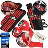 IRONBERG Zughilfen + Handgelenk-Bandagen + Ellenbogen & Kniebandagen [All IN ONE Set] Fürs Gym Krafttraining Gewicht-Heben Fitness Kraft-Sport Power-Lifting Bodybuilding Straps für Männer u. Frauen