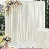 NSSONBEN 10 mx3 m, faltenfrei, elfenbeinfarben, Hintergrundvorhang für Hochzeit, Party, 8 Paneele, 15x3 m, Polyester-Hintergrund, Vorhänge für Geburtstag, Taufe, Fotografie, Zuhause