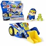 PAW PATROL - Search & Rescue: Rubbles Rettungs-Bulldozer, Fahrzeug mit Rückziehmotor, ca. 15 cm, inkl. Hunde-Figur und Schildkröte, detailgetreues Design zur Serie, Spielzeug ab 3 Jahren