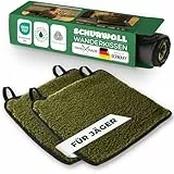 Novaliv 2er Set Sitzkissen Jagd 38 x 38 cm Moosgrün, Bequeme Ansitzkissen mit PA-Rückseite wasserabweisend, Schurwolle Oben, wärmend & atmungsaktiv, für Hochsitz, Kanzel, Pirschpause, Outdoor