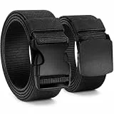 Chalier 2er Herren Gürtel Ohne Löcher Nylon Canvas Arbeitsgürtel Stufenlos Verstellbarer Stoffgürtel, Geeignet für jeden Anlass,Geschenke für Männer,Schwarz & Schwarz-1