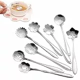 8 Formen Blumenlöffel Set Edelstahl Teelöffel Kaffeelöffel kreatives Geschirr,12,5 cm gemischter Löffel Zuckerlöffel Eislöffel,verwendet für Catering-Aktivitäten,Familienfeiern,Dessertläden (Silber)