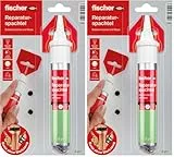 fischer Reparaturspachtel, fertige Spachtelmasse in Naturweiß, repariert Löcher & Risse, schwundfrei, geeignet für Holz, Beton, Putz, Mauerwerk uvm., 70 ml (37 g) (Packung mit 2)