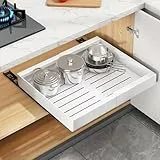 SAYZH Teleskopschublade, Ausziehbare Schublade KüChe,KüChenschrank Organizer für KüChenschräNke, Schubladen Organizer, Kein Werkzeug Erforderlich, 43 cm (Tiefe) x 30 bis 50 cm (Breite), Weiß