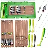 QualyQualy 10-teiliges fertig gebundenes Carolina Rig Kit für das Bassangeln, kostenloses Rig Waller Rig Angel Rigs Kit mit Angelgewicht Basshaken Drehgelenk (1/4oz, 2/0-10er Packung)