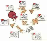 GICO 8 beliebte Knobelspiele Holzpuzzle Geduldspiele im Set, einzeln verpackt mit Lösungsheft - als Geschenk oder für den Adventskalender