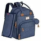 RUVALINO Baby Wickelrucksack Wickeltasche Rucksack mit tragbarer Wickelauflage, Schnullerhalter und Kinderwagengurten, Babytasche Multifunktional für Mama und Papa, Schwarz