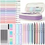 Four Candies 39 Stück Schulsachen mit Mäppchen, 12 Pastell Textmarker, 5 Gelstifte, 6 Druckbleistift Set, Aesthetic Stifte und Coole Sachen für Teenager Mädchen School Stuff Clean Girl (Lila)