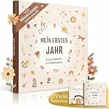 EULENTALER® Das Babytagebuch 'Mein erstes Jahr' I Von Pädagogen gestaltet I Handgemalte Illustrationen I 21x21 cm I Erinnerungsbuch baby, Geschenkidee zur Geburt I Nursery