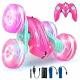 Rodzon Ferngesteuertes Auto Crawler 3 4 5 6 7 8 9+ Jahre Mädchen Spiele RC Auto mit LED Blinken Spielzeug Mädchen Geschenke Kinder Toy 2.4Ghz 4WD 360° Flip RC Car mit 2 Aufladbarer Batterien (Rosa)