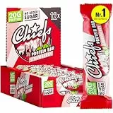 CHIEFS High Protein Riegel - fruchtiger Erdbeere Geschmack - 12er Box - 20g Protein - perfekte Snacks ohne Zuckerzusatz - Low Sugar - 55g Eiweißriegel ohne Palmöl