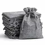Naler 24 x Jutesäckchen Hellgrau Jute Beutel für Adventskalender Stoffbeutel Natur Säckchen Geschenksäckchen - 10 x 14 cm