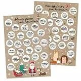 Papierdrachen Adventskalender 2025 mit Rubbelfeldern - 2 DIN-A4-Bögen mit 24 Weihnachtsaufgaben - Adventskalender zum Freirubbeln für Kinder & Erwachsene