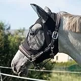 Harrison Howard Super Comfort Stretchy Fly Mask Large Eye Space with UV Protection Soft on Skin with Breathability schwarz M
