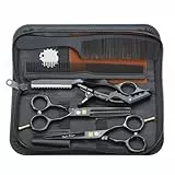 Purple Dragon Haarschere 5,5Zoll Profi Friseurschere Friseurscheren set perfekt Haarschnitt für Damen und Herren Sharfe Schere für Barbier/Friseur/Anfänger (Schwarz)