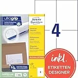 AVERY Zweckform 3483 Universal Etiketten (400 Klebeetiketten, 105x148mm auf A4, Papier matt, bedruckbare Versandetiketten, selbstklebende Versandaufkleber mit ultragrip) 100 Blatt, weiß