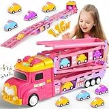 Hot Bee Spielzeug ab 2 3 4 5 Jahre Auto Spielzeug Kinder LKW Auto Spielzeugautos Transport Truck Rennbahn Kinderspielzeug Kleinkindspielzeug Alter 3-6 Jahre Geburtstag Geschenke Mädchen