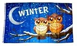 Fahne/Flagge Winter Eulen 90 x 150 cm
