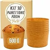 Panettone-Form 500g, 10 Stück - Professionelle Backformen aus reinem Zellulose-Naturpapier, Backformen für Panettone, hitzebeständig bis 200°C