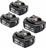 AKKOPOWER 18V 5000mAh Akku Kompatibel mit BL1850 BL1860B BL1855 BL1840 BL1830 BL1835 BL1820B BL1815 mit LED Indikator-4 Stück
