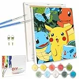 LAISU Malen Nach Zahlen mit Rahmen für Kinder, Junior und Erwachsene Anfänger, 18x24cm Kleine Cartoon Painting, DIY Gemälde Basteln Set mit Leinwand Pinseln Acrylfarben für Jungen Mädchen ab 6 Jahre