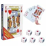 Dyiouxin Übergroßes Poker Deck,52 Stück Jumbo Pokerkarten,mit 5 Würfel für Familie, Party, Pokerkarten, Spiele Karten(17.5x12.5cm)