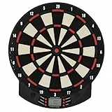 HOMCOM Elektronische Dartscheibe automatische Wertung Dartboard Dart-Set mit 6 Darts 30 Dartköpfe 26 Spiele und 185 Trefferoptionen für 8 Spieler Soundeffekte Schwarz 44 x 39,5 x 2,2 cm