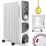 KESSER® Ölradiator Elektrische Heizung mit 11 Rippen 2500W + Lüfter Öl Radiator Elektroheizung Mobil Timer Abschaltautomatik stufenlose Temperaturregelung Überhitzungsschutz