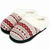 AONEGOLD Hausschuhe Damen Winter Warme Plüsch Pantoffeln Bequem Memory Foam Slippers Unisex Indoor Outdoor rutschfeste Slippers(Rot,Größe 38-39)