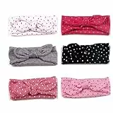 Jmitha 6 Stück Baby Stirnbänder - Verknotete Turban Mädchen Headwrap Knot für Neugeborene, Säuglinge, Kleinkinder - Kaninchenohren Knit Head Wraps (M für Kleinkind 15')