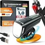 MIVELO SMART Fahrradlicht Set 100LUX, 2000mAh Power-Akku, Auto-Sensor, StVZO zugelassen, USB aufladbar & wasserdicht, Fahrradlampe vorne & Fahrrad Rücklicht, LED Fahrradbeleuchtung