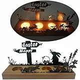 Osterdeko Kerzenhalter aus Holz, Teelichthalter für Osterhase deko, Dekorativer Kerzenständer für 4 Teelichter, Tischdeko mit Osterhasen & Frühlingsmotiven ostergeschenke Osterdeko