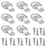 Belle Vous Eisen Zurring Zurröse D Ringe Set mit Halterung & Schrauben (8 Stück) 4,6 x 3,8 cm - 400 kg Traglast - Sicherheitsanker Ladehaken D Ringe mit Halter für Boote, Anhänger, Fracht, Lastwagen