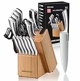 RAXCO Messerblock Set, 18-teiliges Edelstahl Küchenmesser Set - Steakmesser Set, Professionelle Küchenmesser Sets mit Block und Schärfer