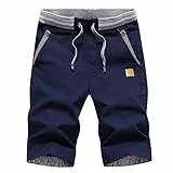 Tansozer Kurze Hosen Herren Shorts Herren Sommer Chino Gummizug Blau L