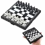 YAZWUR Reiseschach Mini Schach Magnetisch Hochwertig Klappbare Schachbrett - Reise Schachspiel für Erwachsene Kinder - Chess Set (13 Zentimeter)