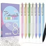 KERIFI Gelstifte, 8 Stück Einziehbare Gelschreiber, 0.7mm Kugelschreiber Set, Schwarze Tinte, Glatte Schreibstifte, Aesthetic Stifte für Schule, Büro, Tagebuch, Notizen