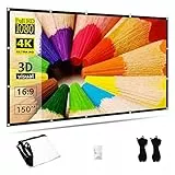 TOWOND Beamer Leinwand 150 Zoll, Mobile Leinwand für Beamer, 16:9 HD Filmleinwand, Faltbare und Tragbare Anti-Falten Outdoor Indoor für Home Party Theater Nächte