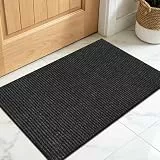 Enyhom Fußmatte 60 x 90 cm Innen & Aussen, rutschfest Schmutzfangmatte Waschbar Eingangsteppich Absorbierend Fussmatte Strapazierfähiger Schuhmatte für Haustür & Eingang, Schwarz+Grau
