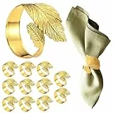 12 Stück Serviettenringe Gold, Metall Servietten Ringe, Aussehen der Blätter Serviettenschnallen, Geeignet für Hochzeit, Weihnachten, Familientreffen, Tischdekoration, Tisch den täglichen Gebrauch
