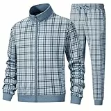 W JIANWANG Lässige Trainingsanzüge für Herren, langärmelige Jogginganzüge, Sweatsuit-Set, Trainingsjacken und Hosen, 2-teiliges Outfit, Large
