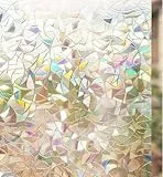 rabbitgoo Fensterfolie Blickdicht Selbsthaftende, Sichtschutzfolie Fenster Bunt, 3D Regenbogen Folie Fenster 44.5x200cm Statisch Haftend ohne Klebstoff Anti UV Sonnenschutz für Büro Wohnzimmer