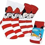 Disney Kuschelsocken Damen Teenager, 2er Pack Größe 35–41, Weich Flauschige Rutschfeste Haussocken, Warme Geschenke für Frauen (Rot Minnie/Mickey)