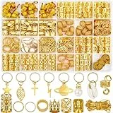 Lucomb 259 Stück Haarschmuck für Zöpfe, Haarschmuck für Dreadlocks, Haarschmucks für Frauen, Metallene goldene Zopfringe, Manschettenclips für Dreadlocks, Accessoires für Haarzöpfe.