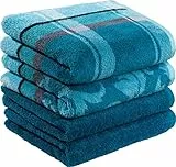 Erwin Müller Handtuch-Set 4er-Pack Petrol Größe 50x100 cm - Ludwigsburg - 100% Baumwolle - kuschelweich, saugstark, voluminös - praktisch durch beidseitige Schlaufen (weitere Farben)