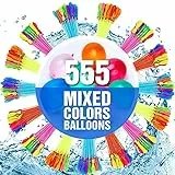 Ligtmor 555 Stück wasserbomben selbstschließend, 15 Bündel mit je 37 selbstschließend Wasserballons, Schnell zu befüllender, water balloons für Pool spielzeug, wasserspielzeug kinder outdoor