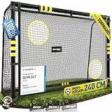 Racetex Fussballtore für Garten Kinder und Erwachsene mit [Anti-Rost Beschichtung] - Fußballtor Kinder inkl. Erdanker für optimalen Halt - Fußball Tor mit rundum Polsterung (240cm x 160cm.)