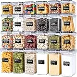 Mavivegue Vorratsdosen mit Deckel Luftdicht,BPA-frei, 24er Set Aufbewahrungsbox Küchen für Mehl, Zucker, Müsli & mehr, Körner. Mit Etiketten & Marker, für Kühlschrank, 33,6 L.